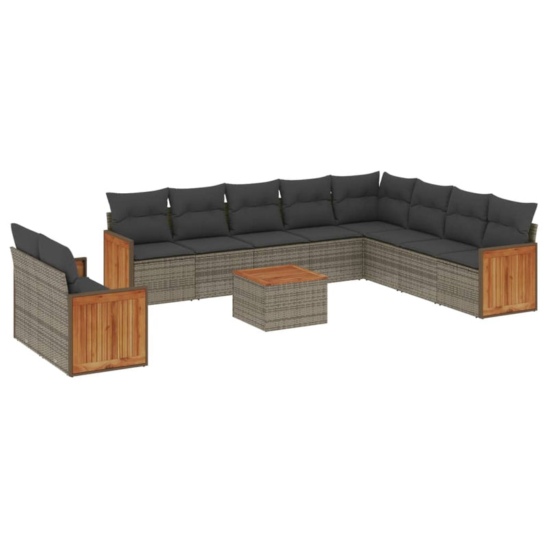 11 Piece Garden Sofa Set with Cushions Grey Poly Rattan Payday Deals