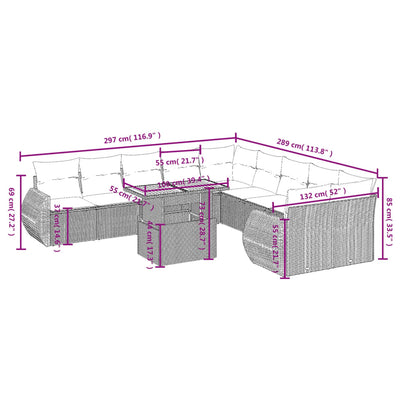 11 Piece Garden Sofa Set with Cushions Grey Poly Rattan Payday Deals