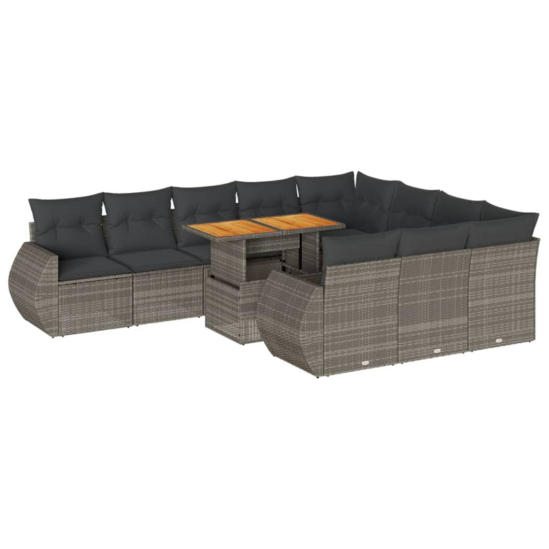 11 Piece Garden Sofa Set with Cushions Grey Poly Rattan Payday Deals