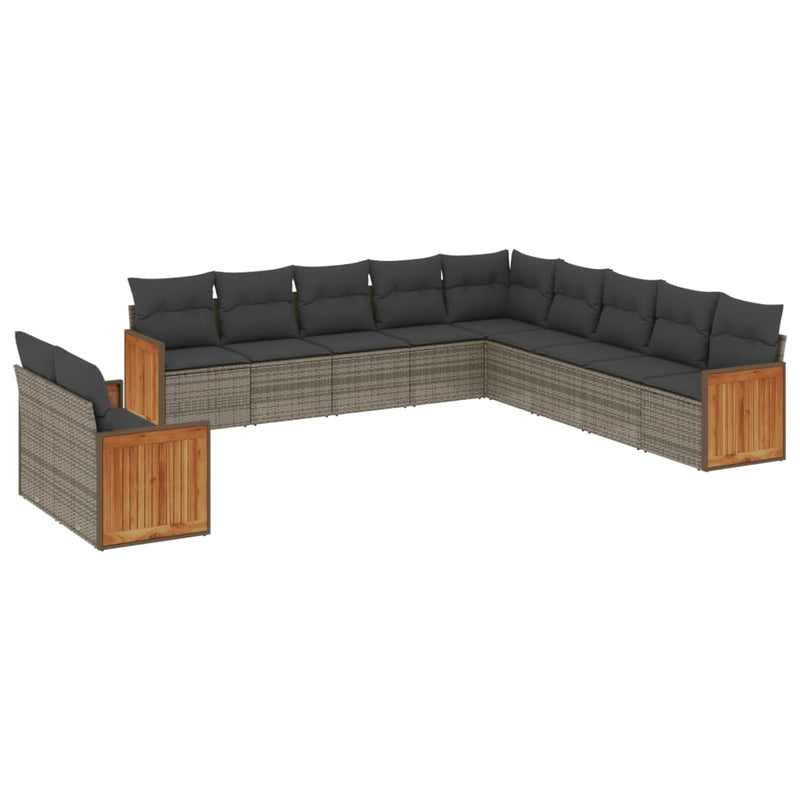 11 Piece Garden Sofa Set with Cushions Grey Poly Rattan Payday Deals