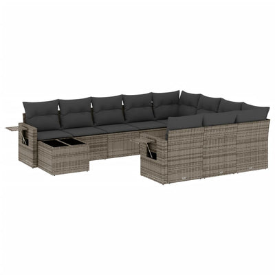 11 Piece Garden Sofa Set with Cushions Grey Poly Rattan Payday Deals