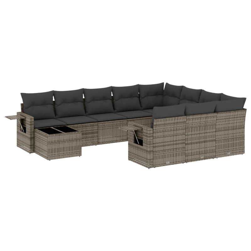 11 Piece Garden Sofa Set with Cushions Grey Poly Rattan Payday Deals