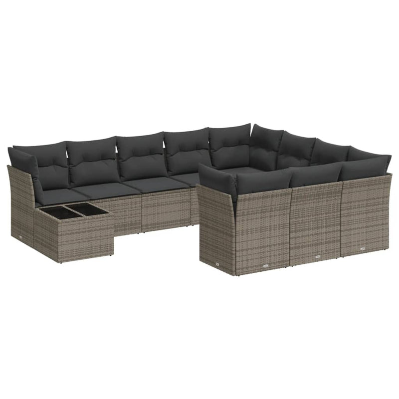 11 Piece Garden Sofa Set with Cushions Grey Poly Rattan Payday Deals