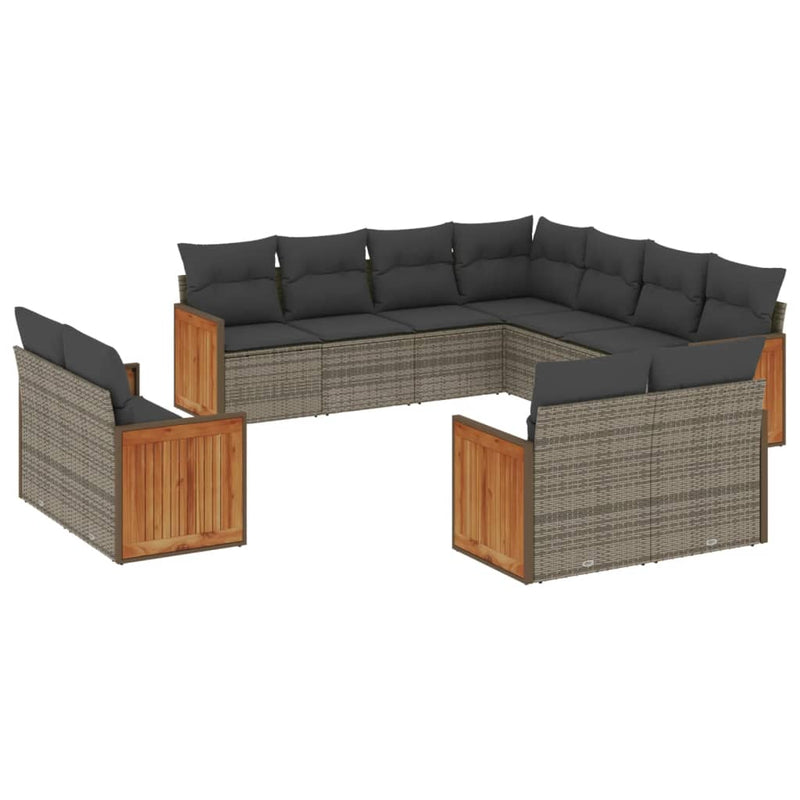11 Piece Garden Sofa Set with Cushions Grey Poly Rattan Payday Deals