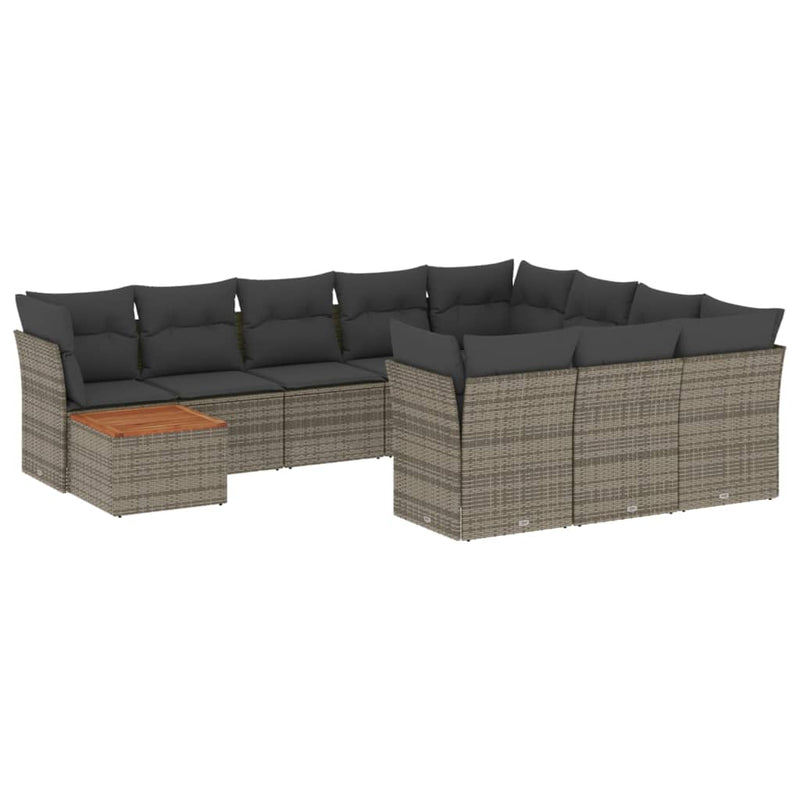11 Piece Garden Sofa Set with Cushions Grey Poly Rattan Payday Deals