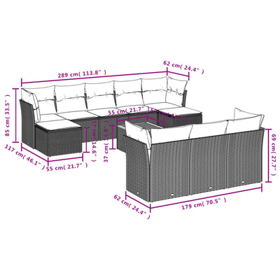 11 Piece Garden Sofa Set with Cushions Grey Poly Rattan Payday Deals