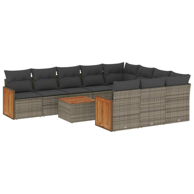 11 Piece Garden Sofa Set with Cushions Grey Poly Rattan Payday Deals