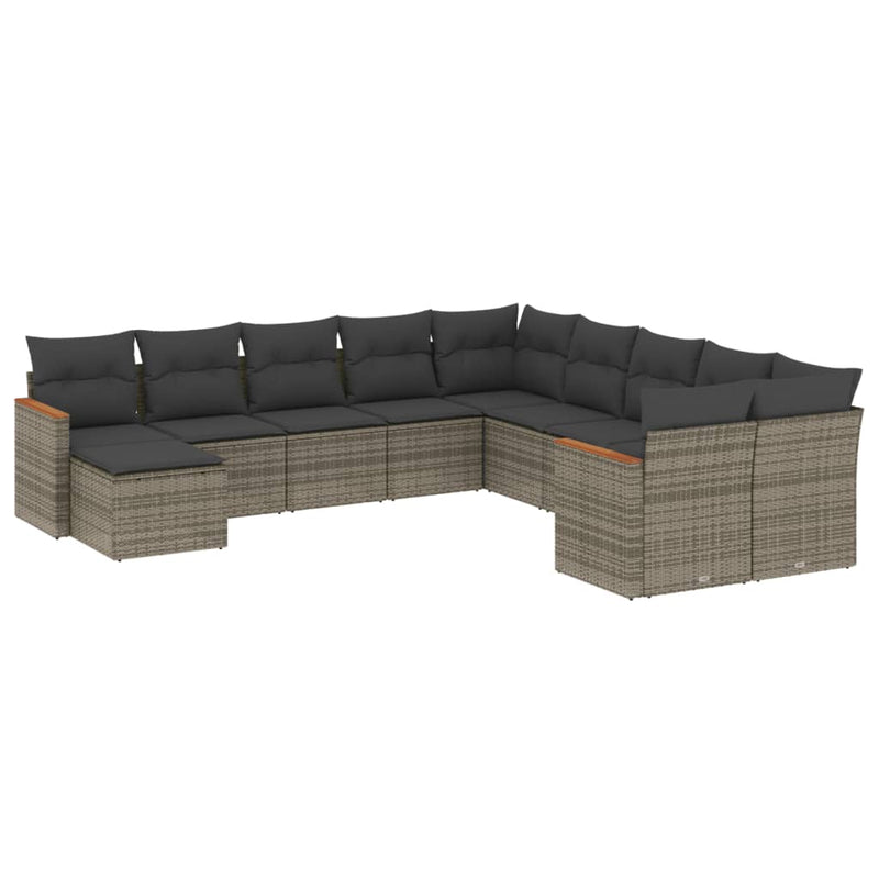 11 Piece Garden Sofa Set with Cushions Grey Poly Rattan Payday Deals