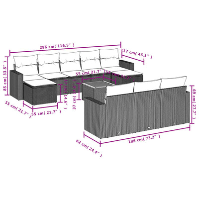 11 Piece Garden Sofa Set with Cushions Grey Poly Rattan Payday Deals