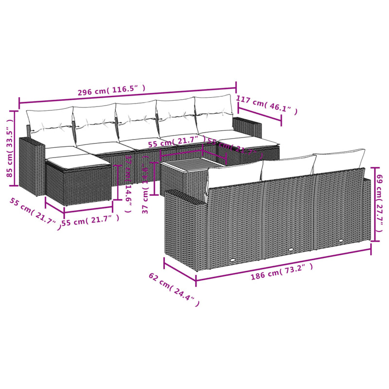 11 Piece Garden Sofa Set with Cushions Grey Poly Rattan Payday Deals