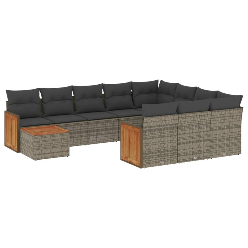 11 Piece Garden Sofa Set with Cushions Grey Poly Rattan Payday Deals