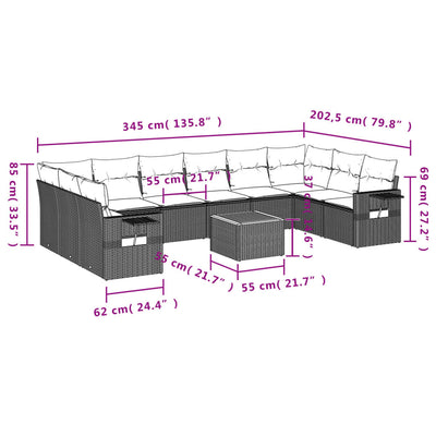 11 Piece Garden Sofa Set with Cushions Grey Poly Rattan Payday Deals