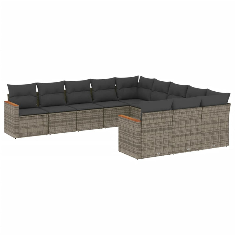 11 Piece Garden Sofa Set with Cushions Grey Poly Rattan Payday Deals