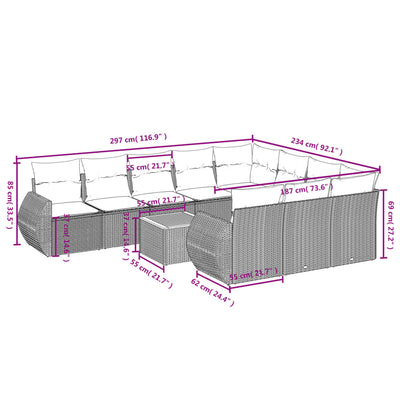 11 Piece Garden Sofa Set with Cushions Grey Poly Rattan Payday Deals