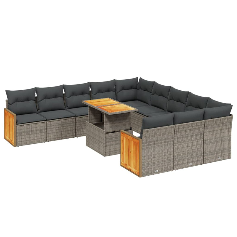 11 Piece Garden Sofa Set with Cushions Grey Poly Rattan Payday Deals