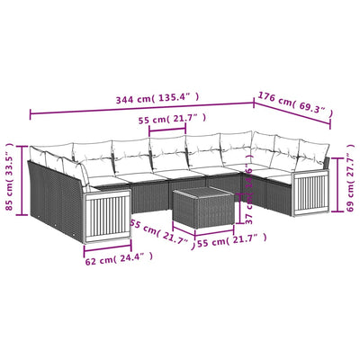 11 Piece Garden Sofa Set with Cushions Grey Poly Rattan Payday Deals