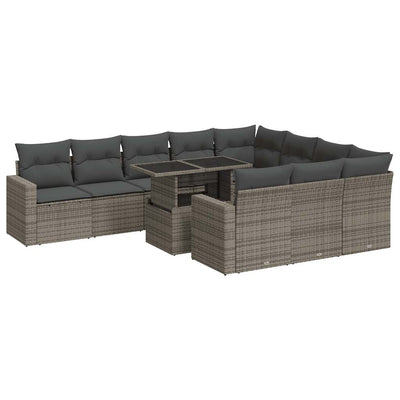 11 Piece Garden Sofa Set with Cushions Grey Poly Rattan Payday Deals