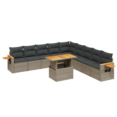 11 Piece Garden Sofa Set with Cushions Grey Poly Rattan Payday Deals