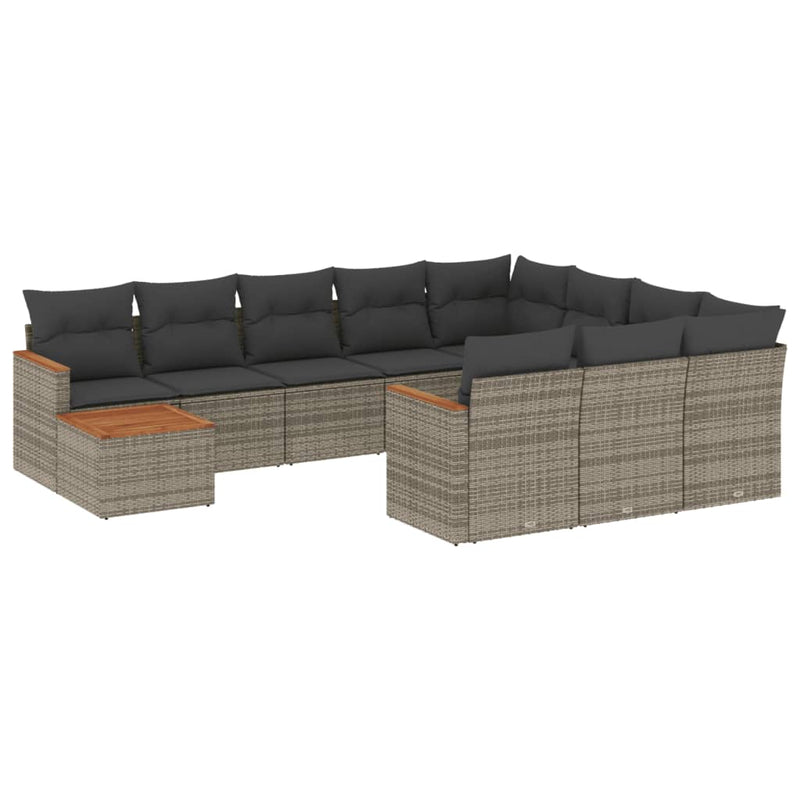 11 Piece Garden Sofa Set with Cushions Grey Poly Rattan Payday Deals