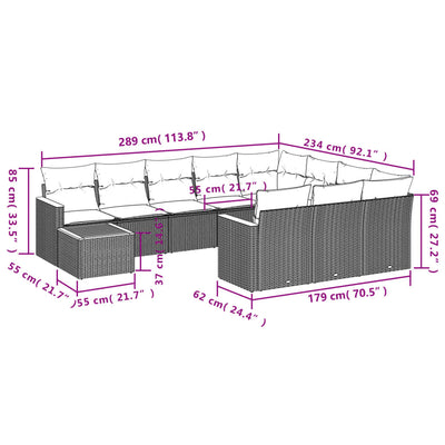 11 Piece Garden Sofa Set with Cushions Grey Poly Rattan Payday Deals