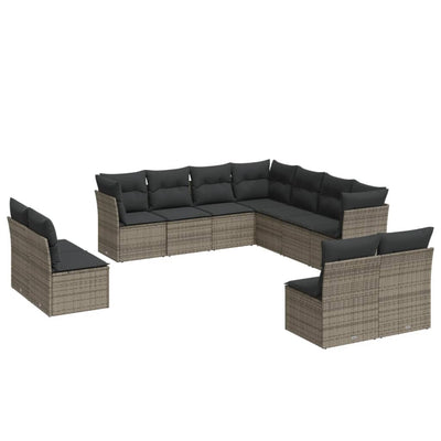 11 Piece Garden Sofa Set with Cushions Grey Poly Rattan Payday Deals
