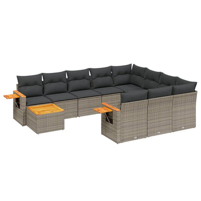 11 Piece Garden Sofa Set with Cushions Grey Poly Rattan Payday Deals