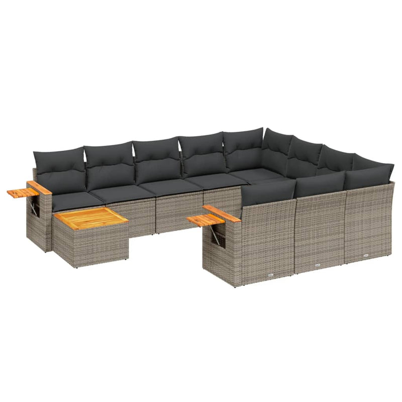 11 Piece Garden Sofa Set with Cushions Grey Poly Rattan Payday Deals