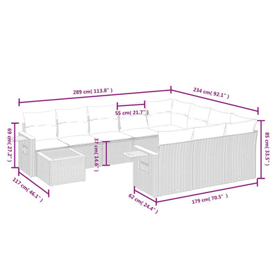 11 Piece Garden Sofa Set with Cushions Grey Poly Rattan Payday Deals