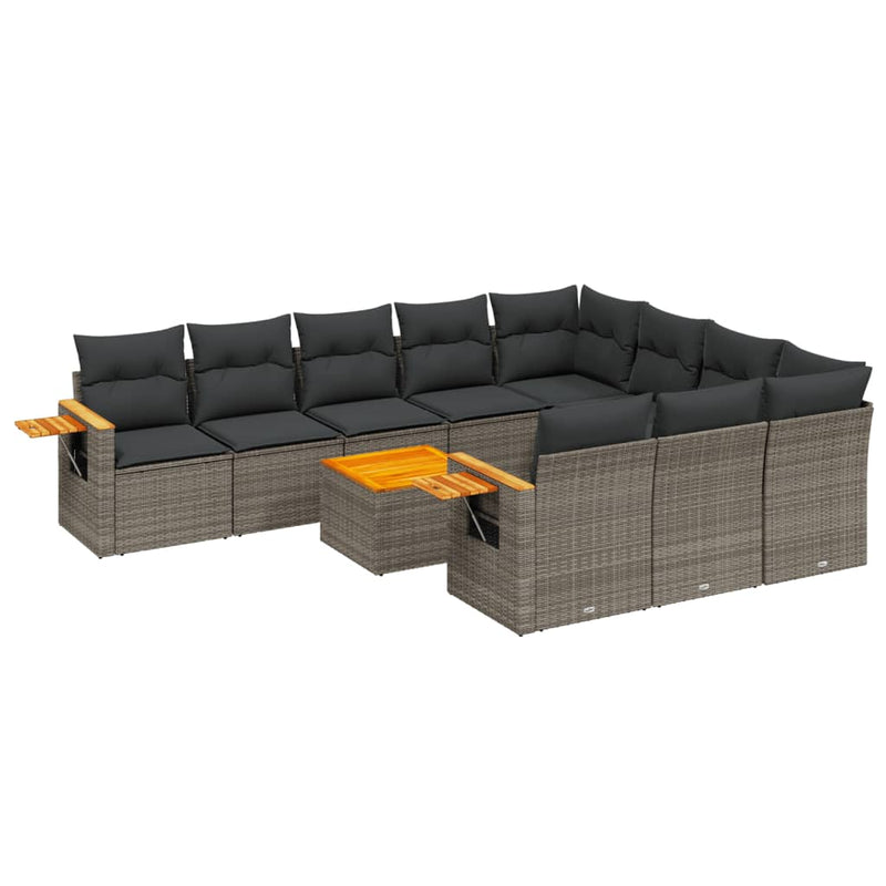 11 Piece Garden Sofa Set with Cushions Grey Poly Rattan Payday Deals