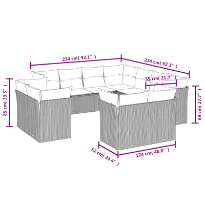 11 Piece Garden Sofa Set with Cushions Grey Poly Rattan Payday Deals