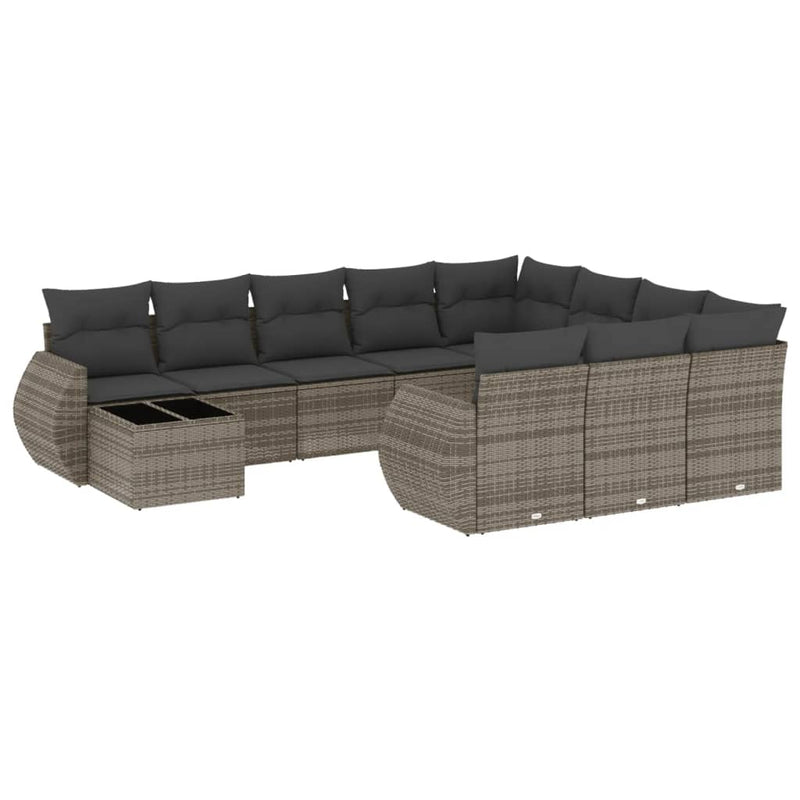 11 Piece Garden Sofa Set with Cushions Grey Poly Rattan Payday Deals
