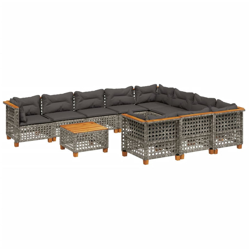 11 Piece Garden Sofa Set with Cushions Grey Poly Rattan Payday Deals
