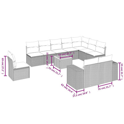 11 Piece Garden Sofa Set with Cushions Grey Poly Rattan Payday Deals