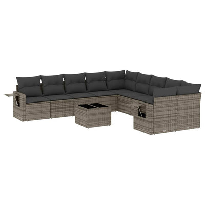 11 Piece Garden Sofa Set with Cushions Grey Poly Rattan Payday Deals