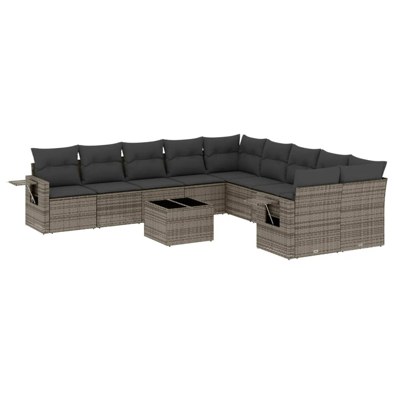 11 Piece Garden Sofa Set with Cushions Grey Poly Rattan Payday Deals