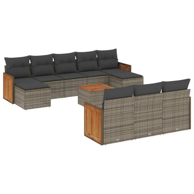 11 Piece Garden Sofa Set with Cushions Grey Poly Rattan Payday Deals