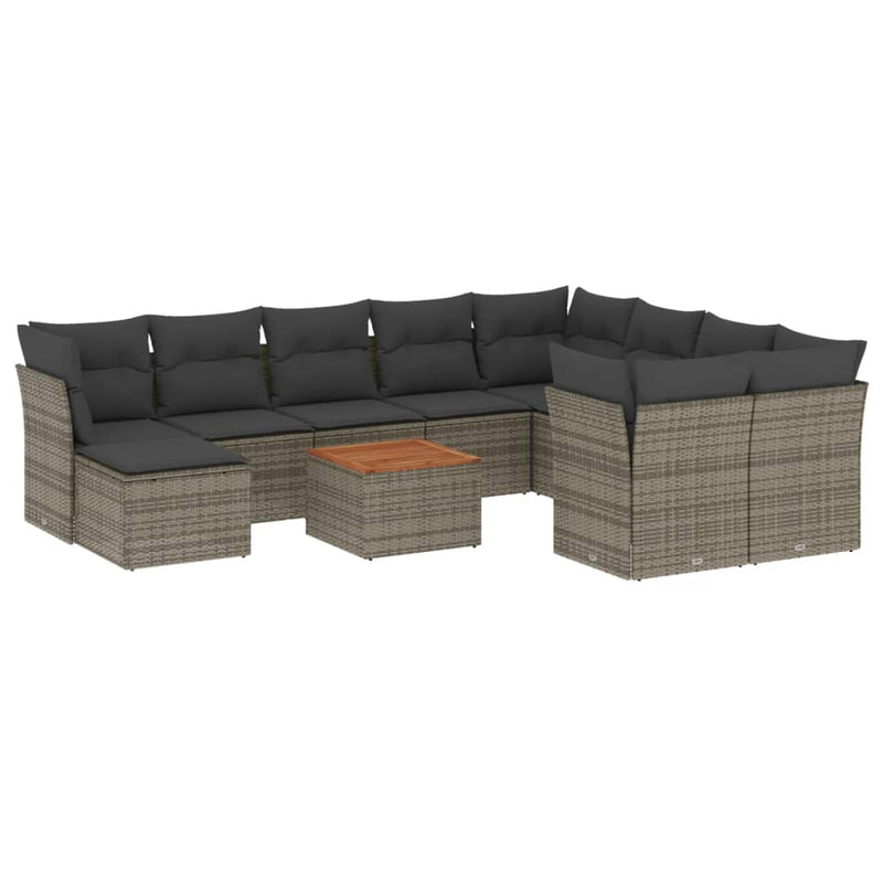 11 Piece Garden Sofa Set with Cushions Grey Poly Rattan Payday Deals