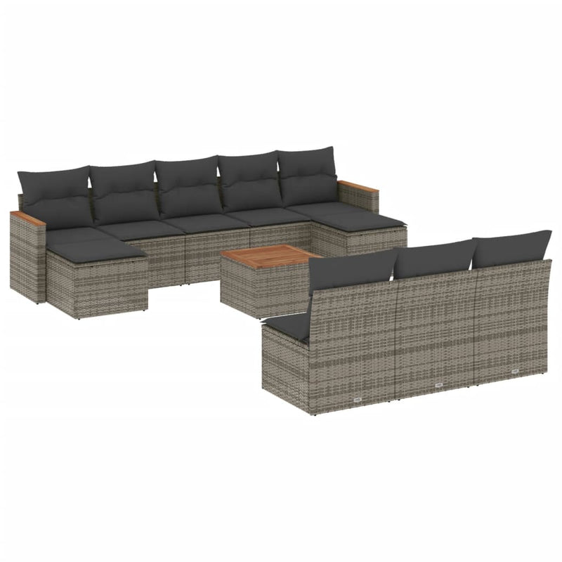 11 Piece Garden Sofa Set with Cushions Grey Poly Rattan Payday Deals