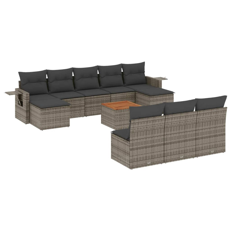 11 Piece Garden Sofa Set with Cushions Grey Poly Rattan Payday Deals