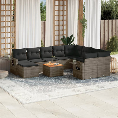 11 Piece Garden Sofa Set with Cushions Grey Poly Rattan Payday Deals