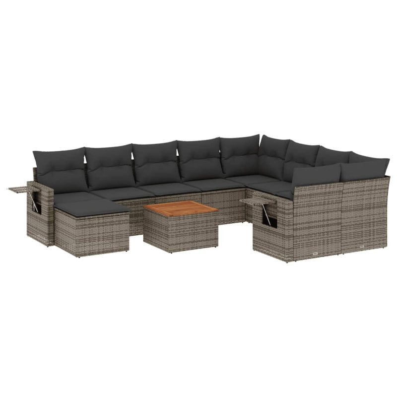 11 Piece Garden Sofa Set with Cushions Grey Poly Rattan Payday Deals