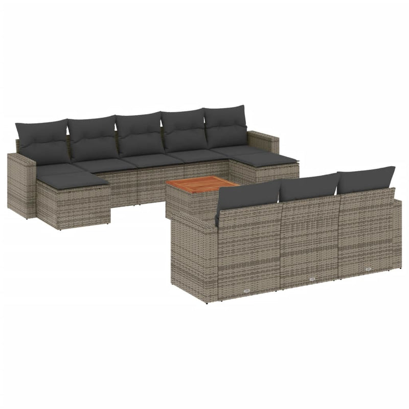 11 Piece Garden Sofa Set with Cushions Grey Poly Rattan Payday Deals