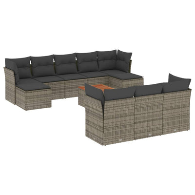 11 Piece Garden Sofa Set with Cushions Grey Poly Rattan Payday Deals