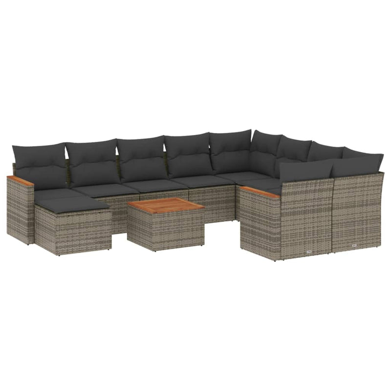 11 Piece Garden Sofa Set with Cushions Grey Poly Rattan Payday Deals