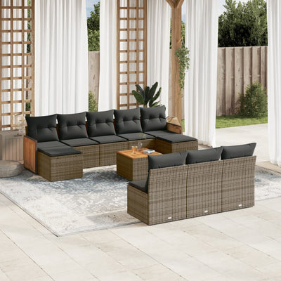 11 Piece Garden Sofa Set with Cushions Grey Poly Rattan Payday Deals