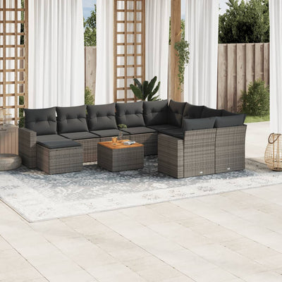 11 Piece Garden Sofa Set with Cushions Grey Poly Rattan Payday Deals