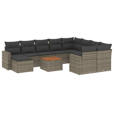 11 Piece Garden Sofa Set with Cushions Grey Poly Rattan Payday Deals