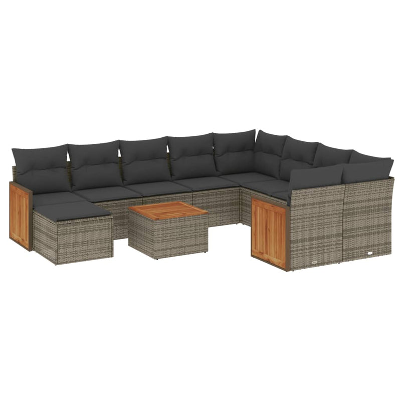 11 Piece Garden Sofa Set with Cushions Grey Poly Rattan Payday Deals