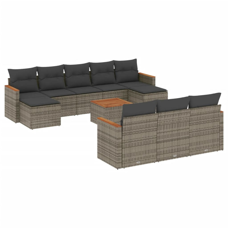 11 Piece Garden Sofa Set with Cushions Grey Poly Rattan Payday Deals