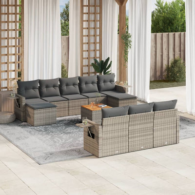 11 Piece Garden Sofa Set with Cushions Grey Poly Rattan Payday Deals